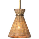 Pendant Kon Tiki vintage brass finish natural rattan by Eichholtz