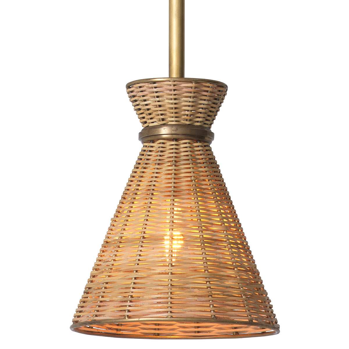 Pendant Kon Tiki vintage brass finish natural rattan by Eichholtz