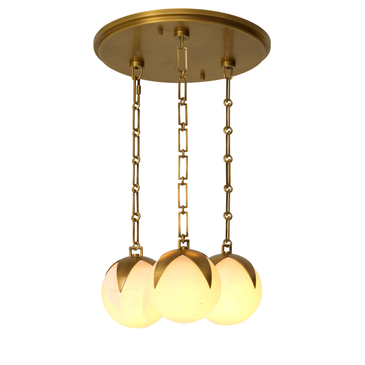 CDJ Chandelier Alesa S antique brass finish alabaster by Eichholtz