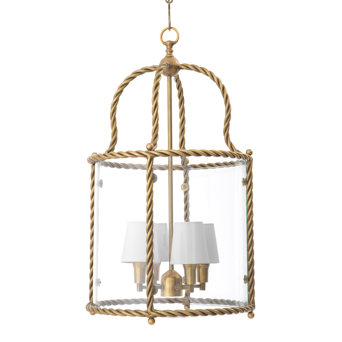 Pendant Preston vintage brass finish incl white shades by Eichholtz
