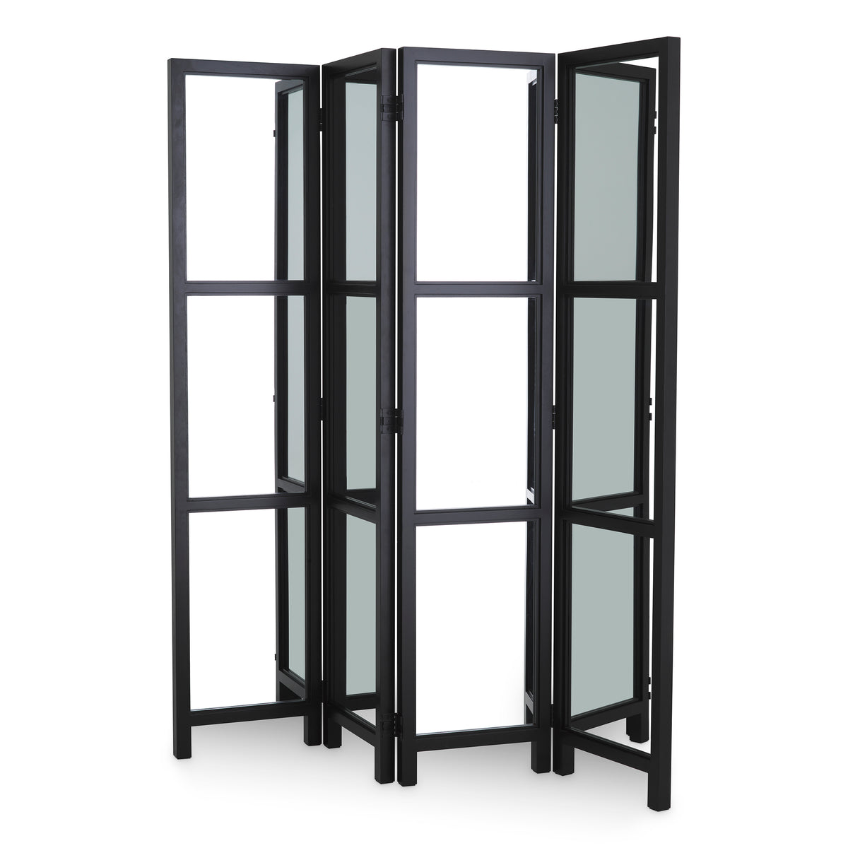 Folding Screen Jacques classic black finish antique mirror glass by Eichholtz
