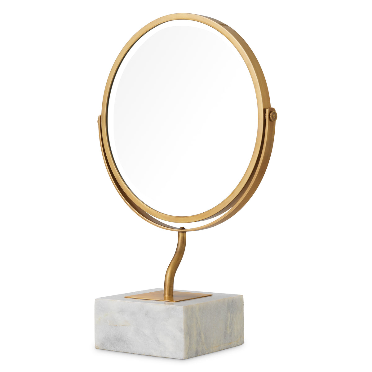 Table Mirror Jovanni vintage brass finish white marble by Eichholtz