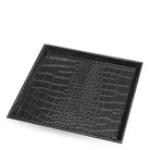 Desk Tray Scaleo croco embossed black leather set of 2 by Eichholtz