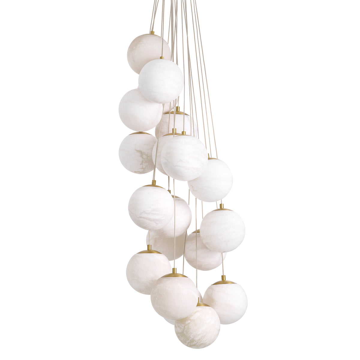 Chandelier Sphinx L antique brass finish alabaster by Eichholtz