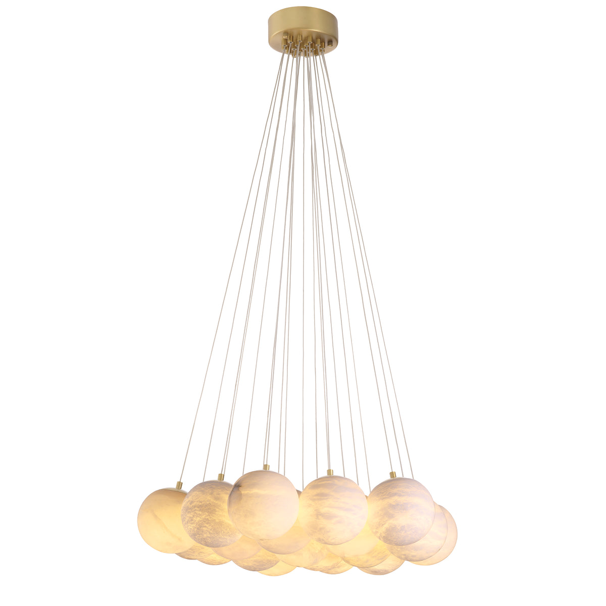 Chandelier Sphinx L antique brass finish alabaster by Eichholtz