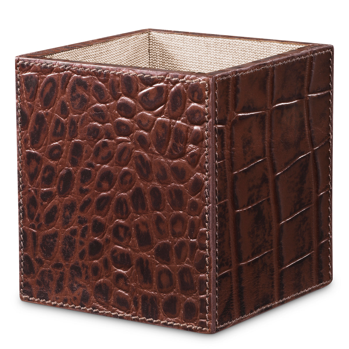 Desk Set Scaleo croco embossed antique brown leather set of 3 by Eichholtz