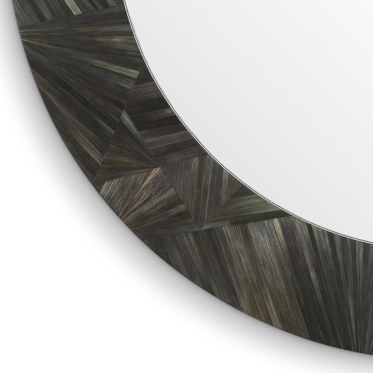 Mirror Cassara straw marquetry charcoal by Eichholtz