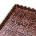 Desk Tray Scaleo croco embossed antique brown leather set of 2 by Eichholtz