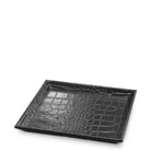 Desk Tray Scaleo croco embossed black leather set of 2 by Eichholtz