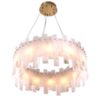 Chandelier Pizzorni antique brass finish alabaster by Eichholtz