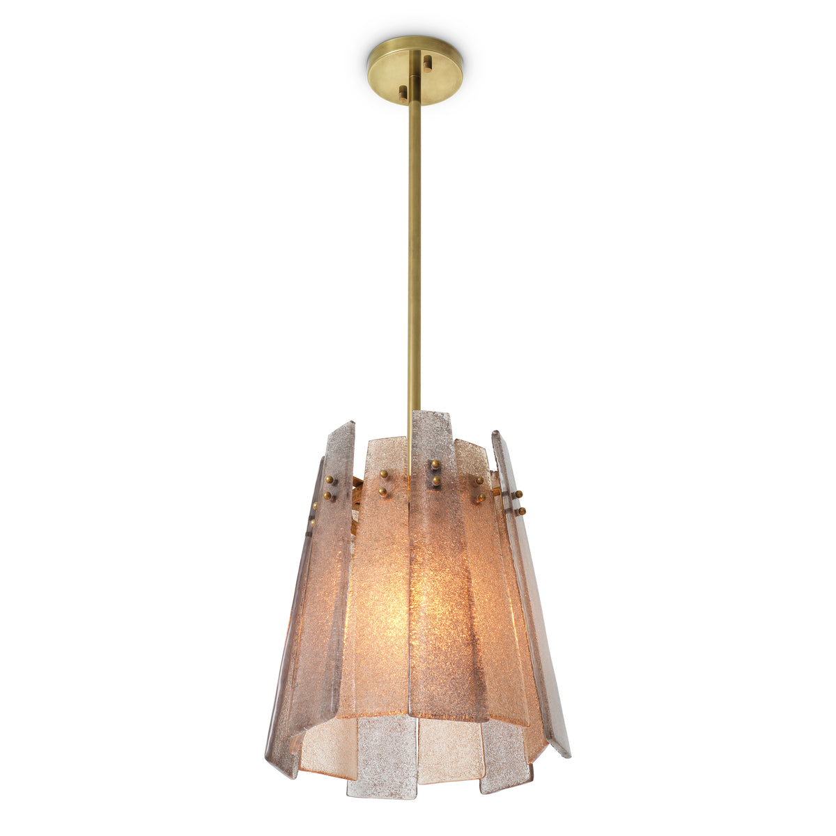 Pendant Cortese vintage brass finish grey smoke glass by Eichholtz