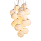 Chandelier Sphinx L antique brass finish alabaster by Eichholtz