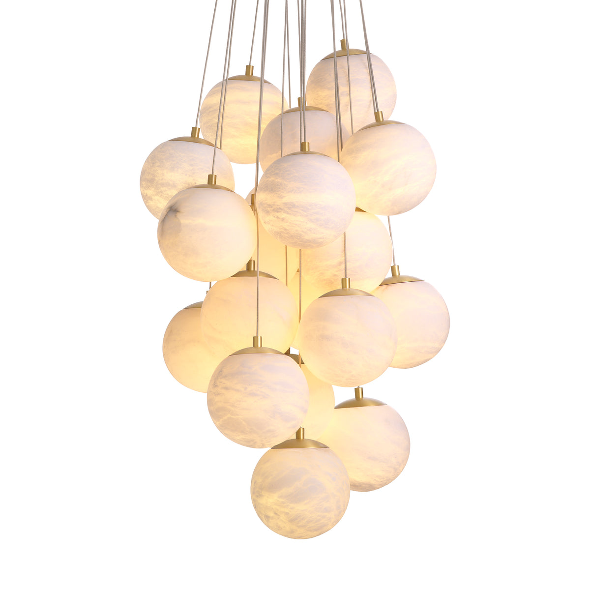 Chandelier Sphinx L antique brass finish alabaster by Eichholtz