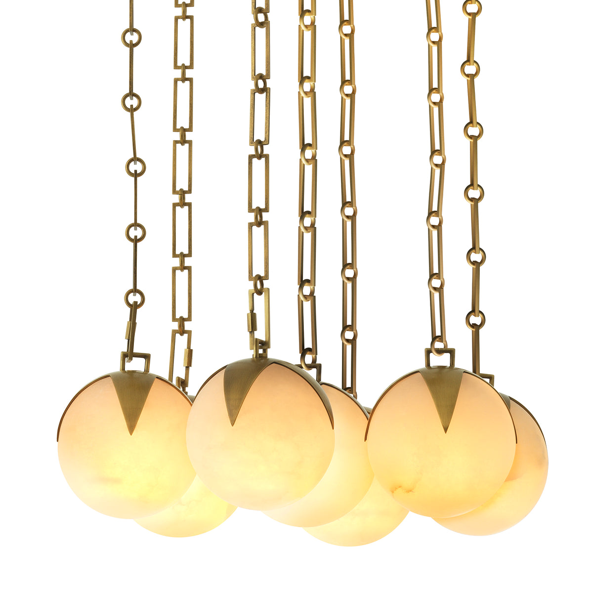 CDJ Chandelier Alesa L antique brass finish alabaster by Eichholtz