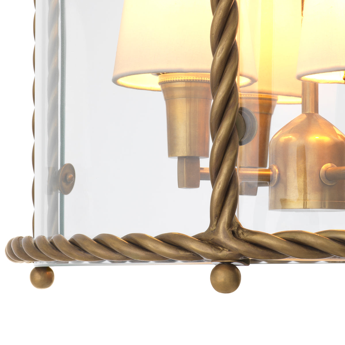 Pendant Preston vintage brass finish incl white shades by Eichholtz