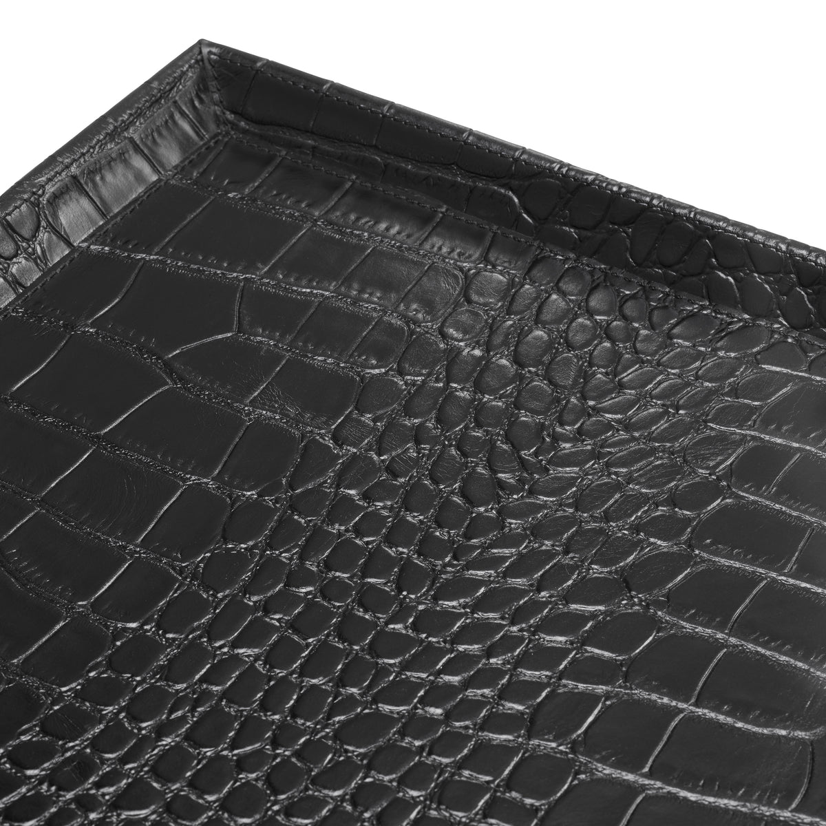 Desk Tray Scaleo croco embossed black leather set of 2 by Eichholtz