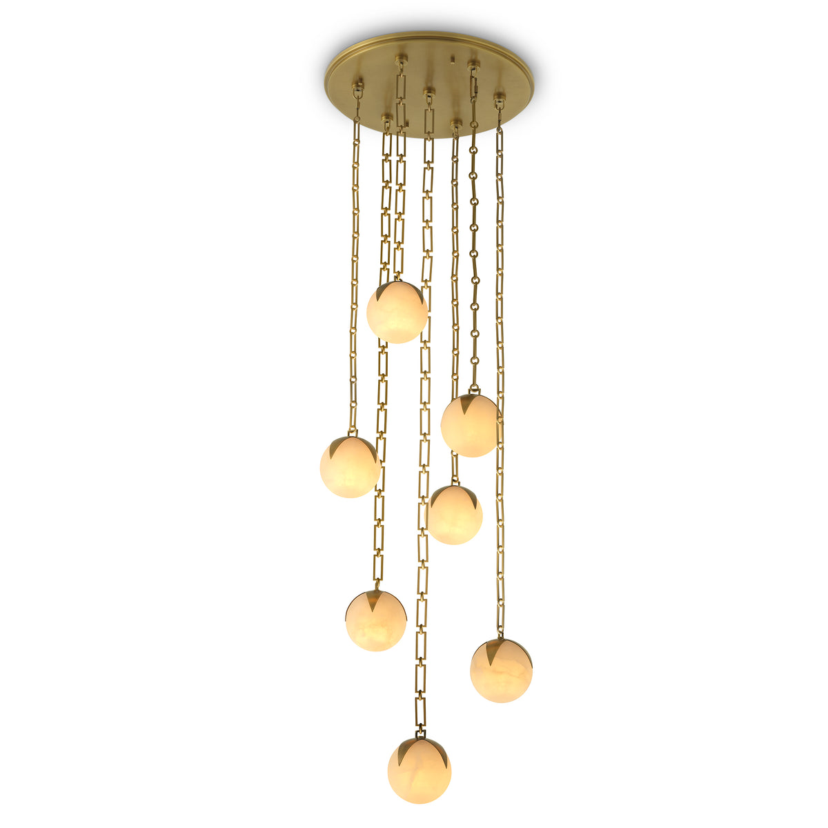 CDJ Chandelier Alesa L antique brass finish alabaster by Eichholtz