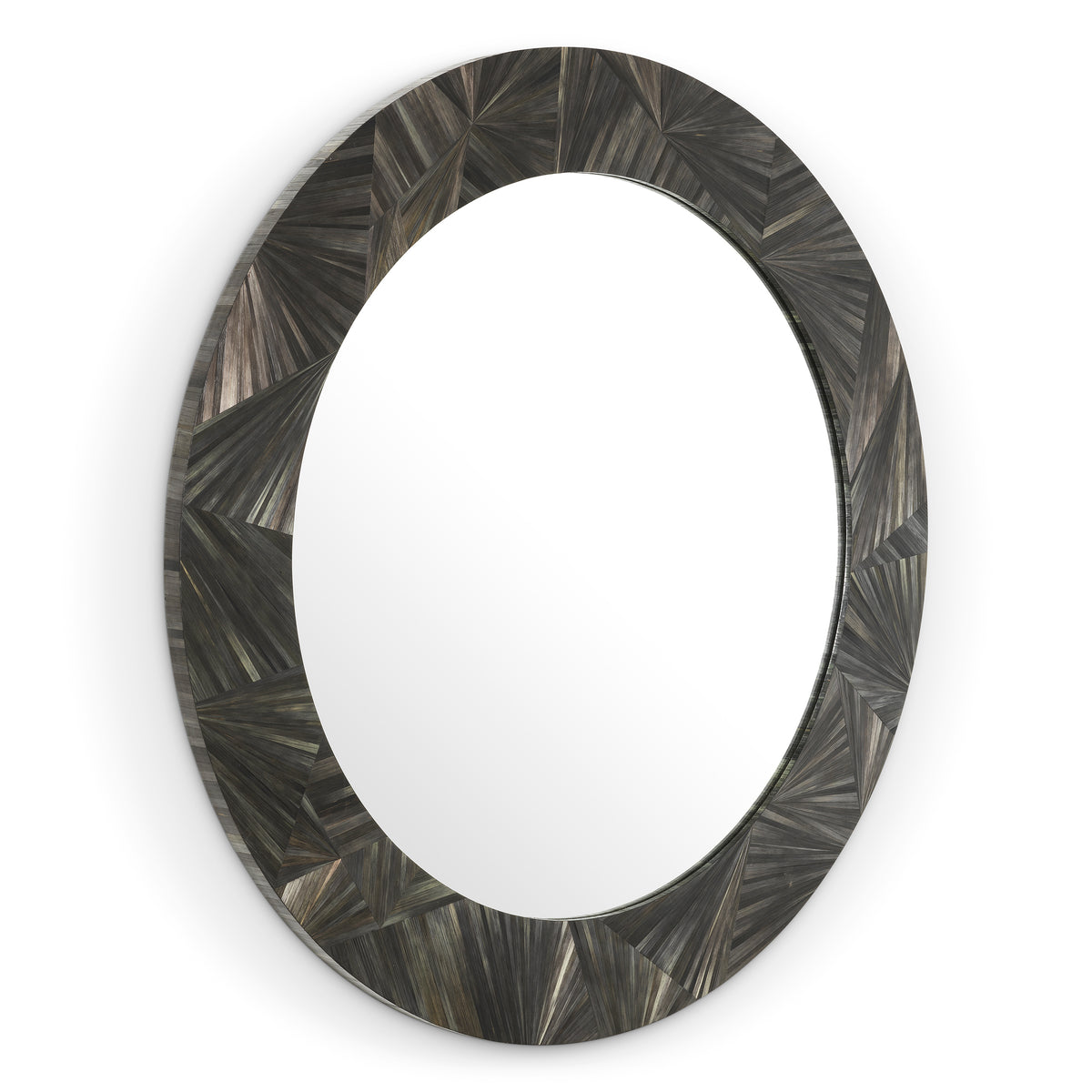 Mirror Cassara straw marquetry charcoal by Eichholtz
