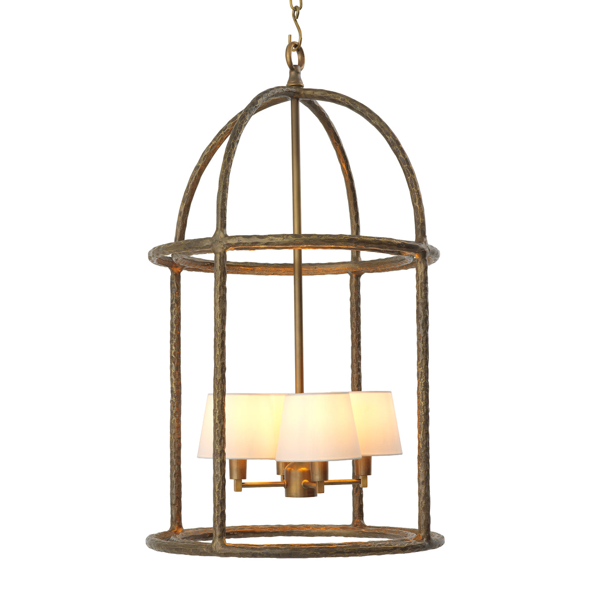 Pendant Montrose vintage brass finish incl white shades by Eichholtz