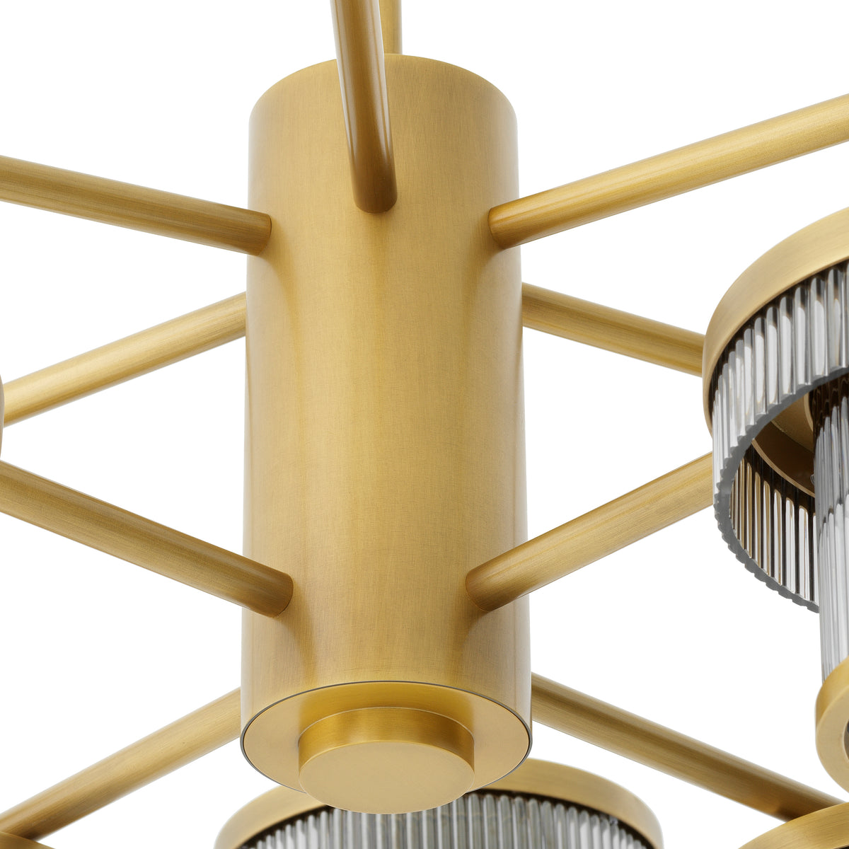 CDJ Chandelier Andromeda antique brass finish smoke glass by Eichholtz