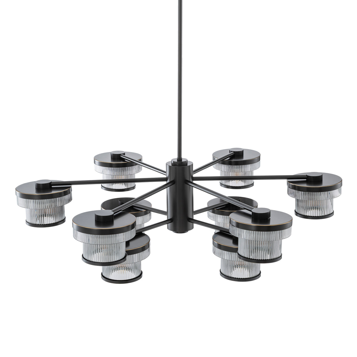 CDJ Chandelier Andromeda bronze highlight finish smoke glass by Eichholtz