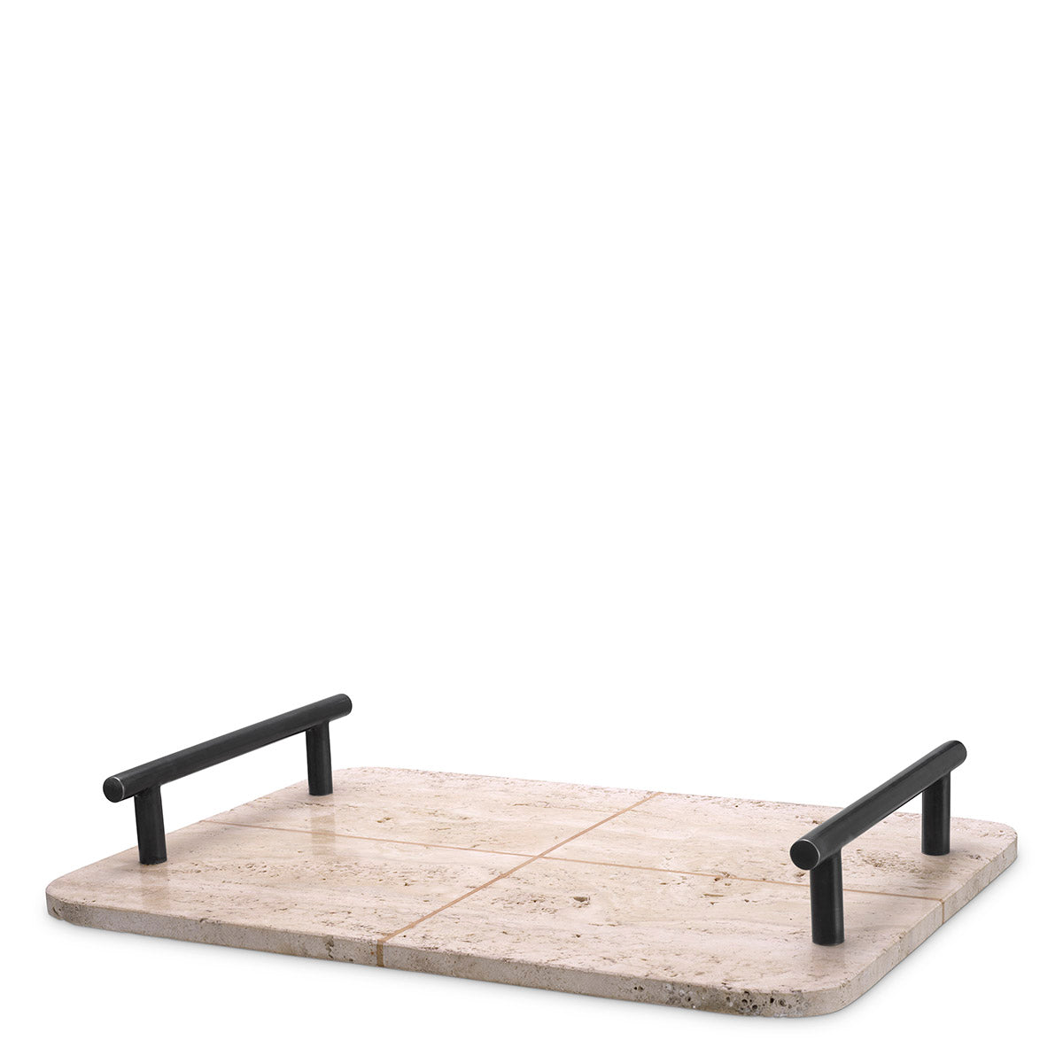 Tray Ugo travertine bronze highlight finish by Eichholtz