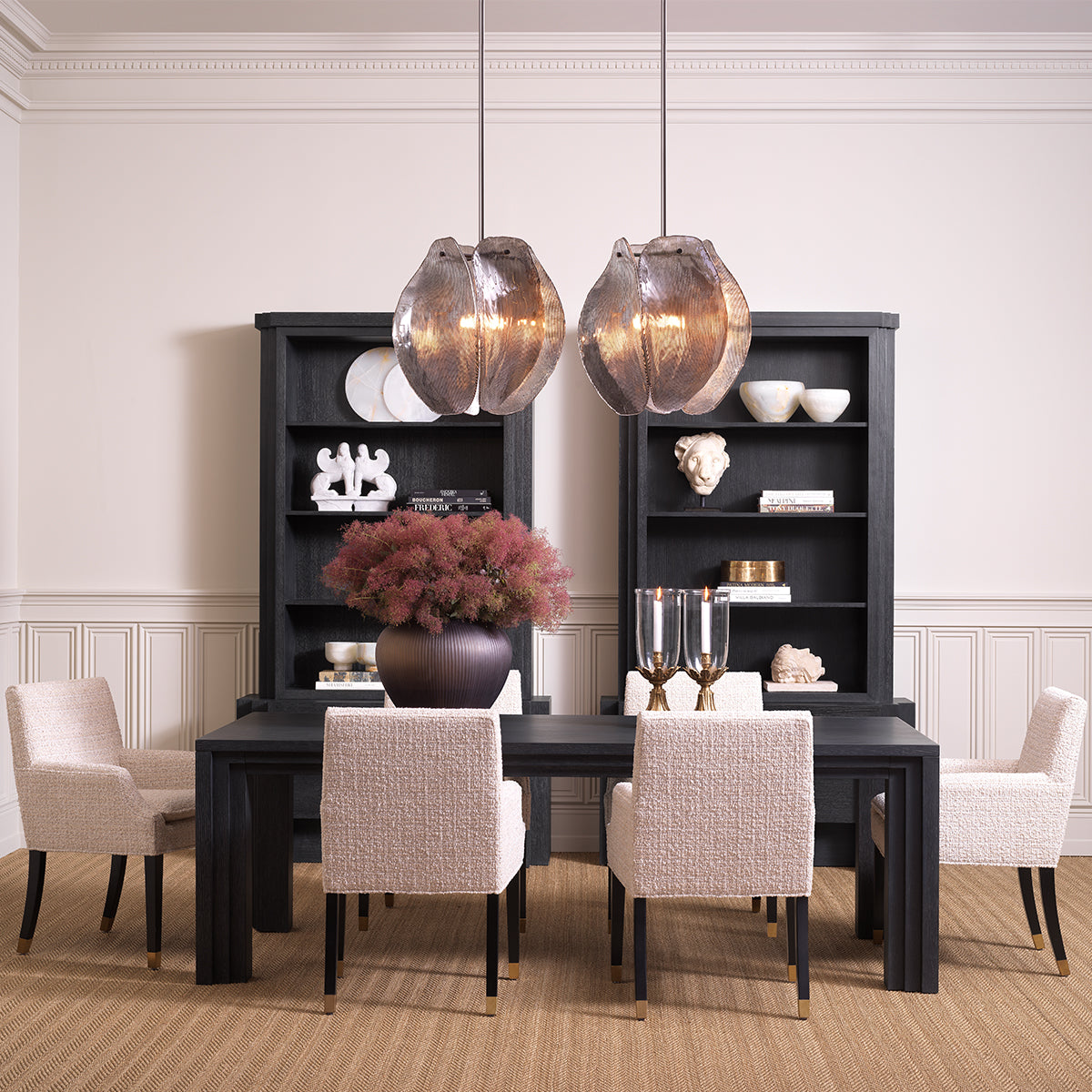 Chandelier Hibis S bronze finish smoke glass by Eichholtz