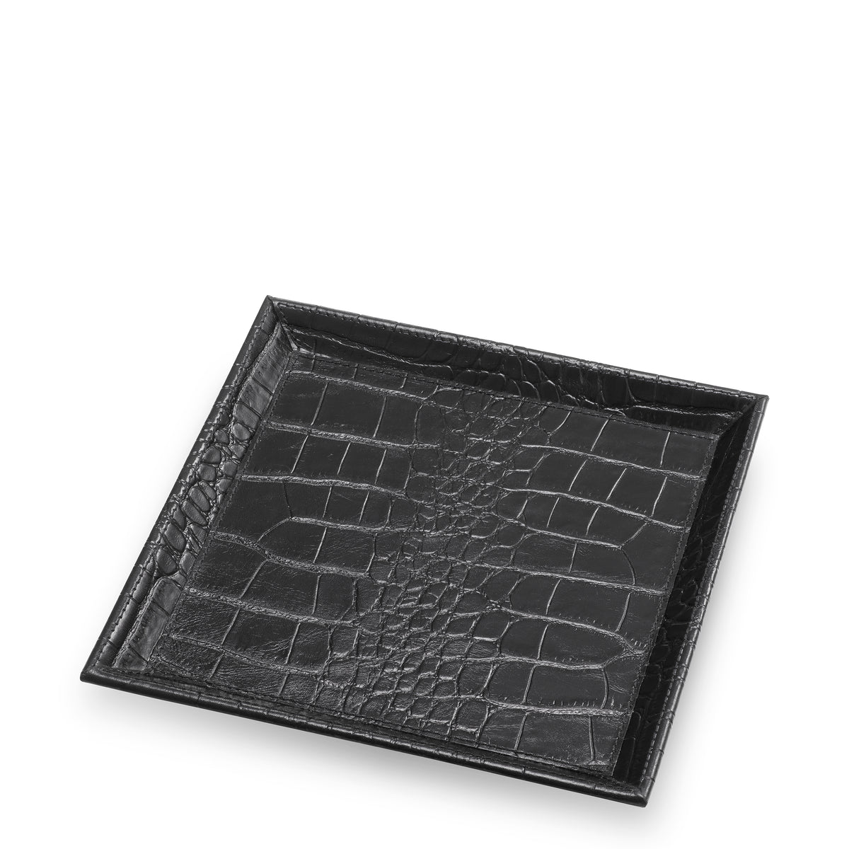 Desk Tray Scaleo croco embossed black leather set of 2 by Eichholtz