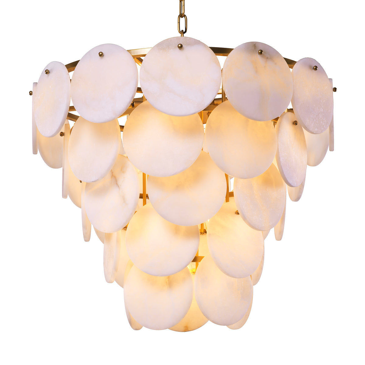 Chandelier Clementina antique brass finish alabaster by Eichholtz