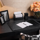Desk Tray Scaleo croco embossed black leather set of 2 by Eichholtz