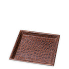 Desk Tray Scaleo croco embossed antique brown leather set of 2 by Eichholtz