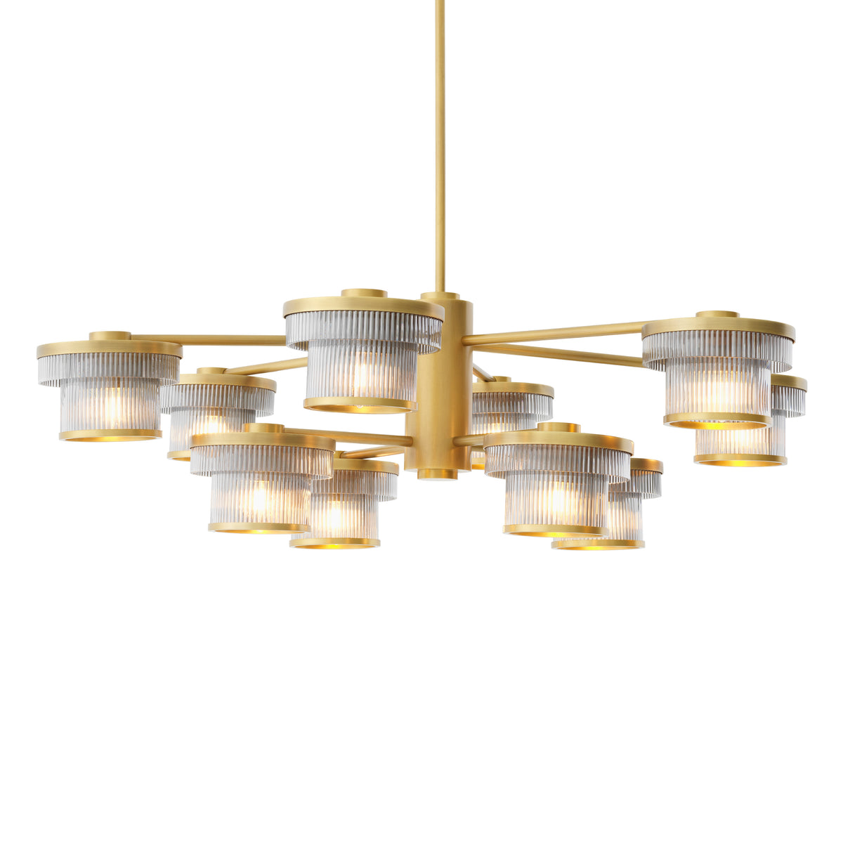 CDJ Chandelier Andromeda antique brass finish smoke glass by Eichholtz