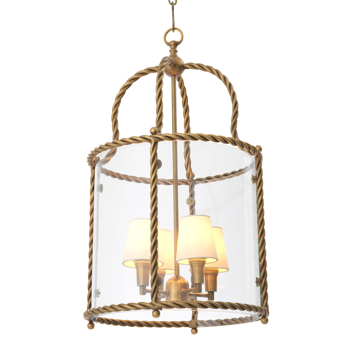 Pendant Preston vintage brass finish incl white shades by Eichholtz