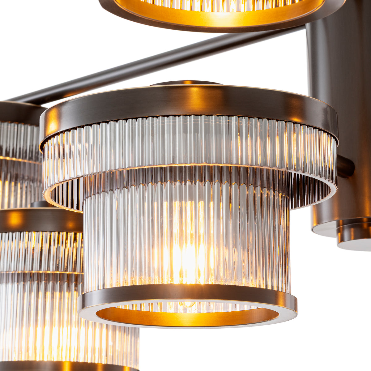 CDJ Chandelier Andromeda bronze highlight finish smoke glass by Eichholtz
