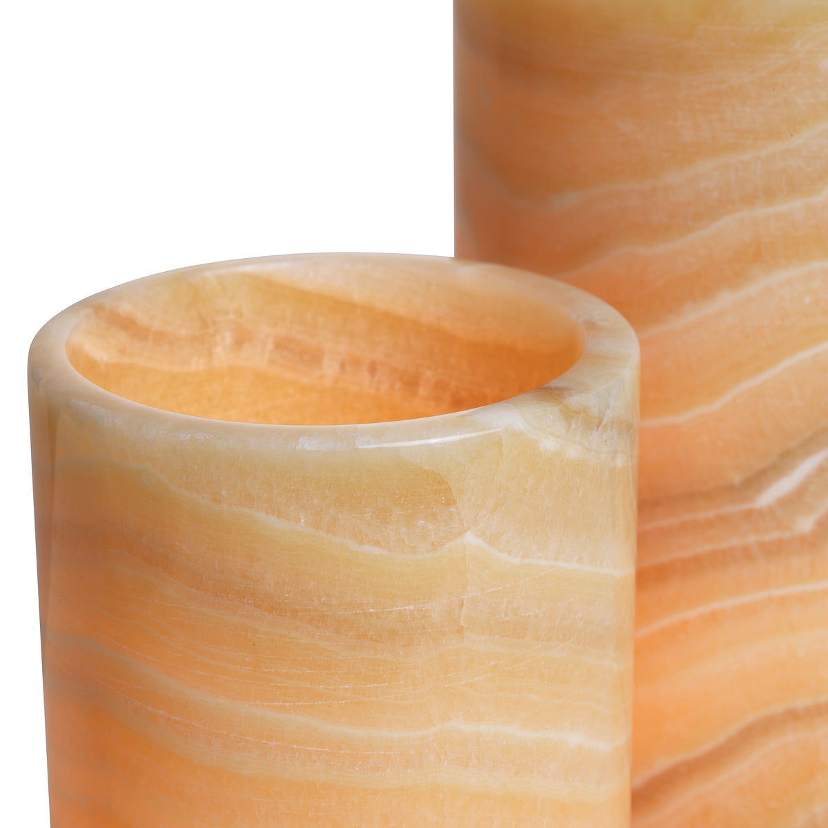 Tealight holder Leonidas yellow onyx set of 3 by Eichholtz