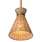 Pendant Kon Tiki vintage brass finish natural rattan by Eichholtz