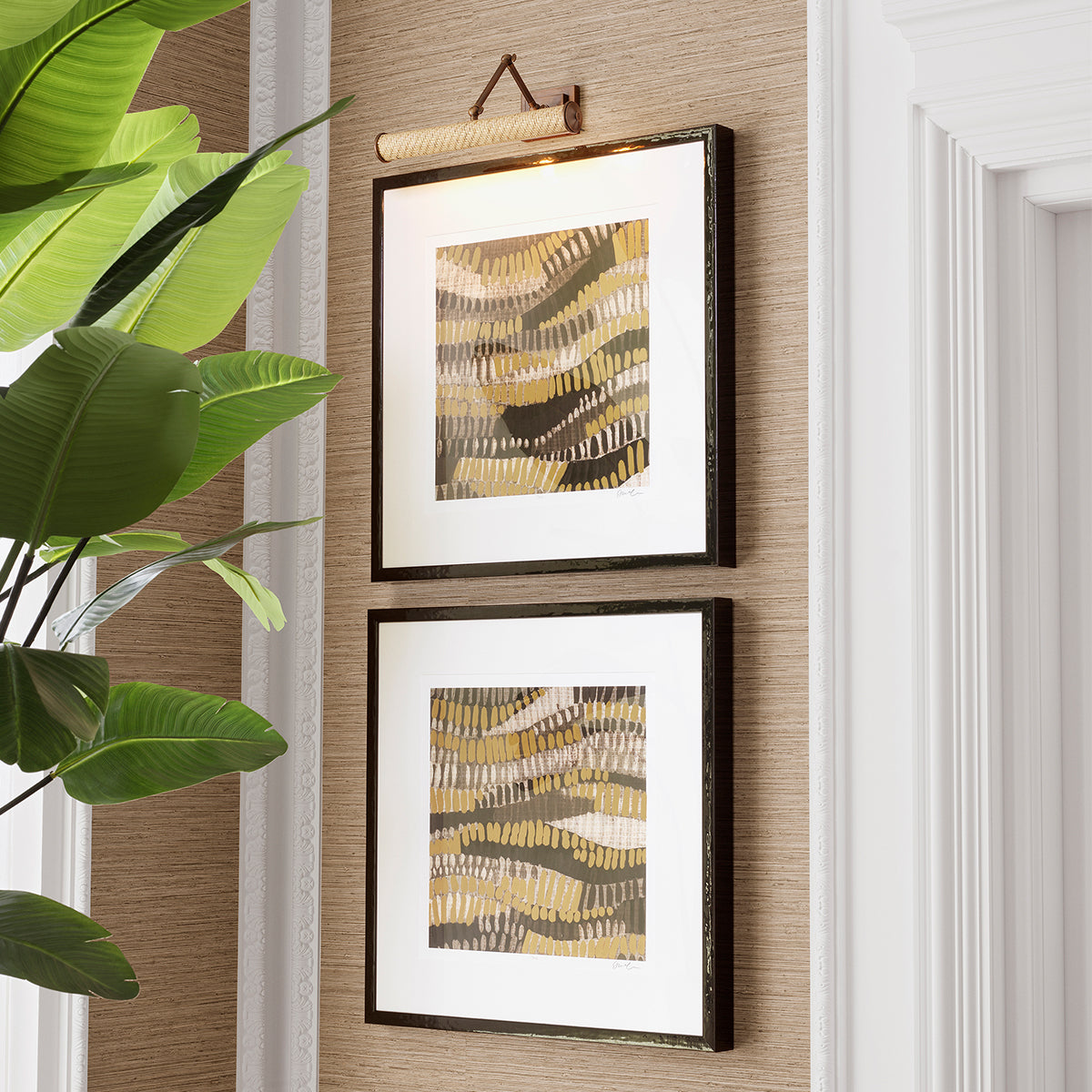 Wall Lamp Luca L rattan antique brass finish by Eichholtz