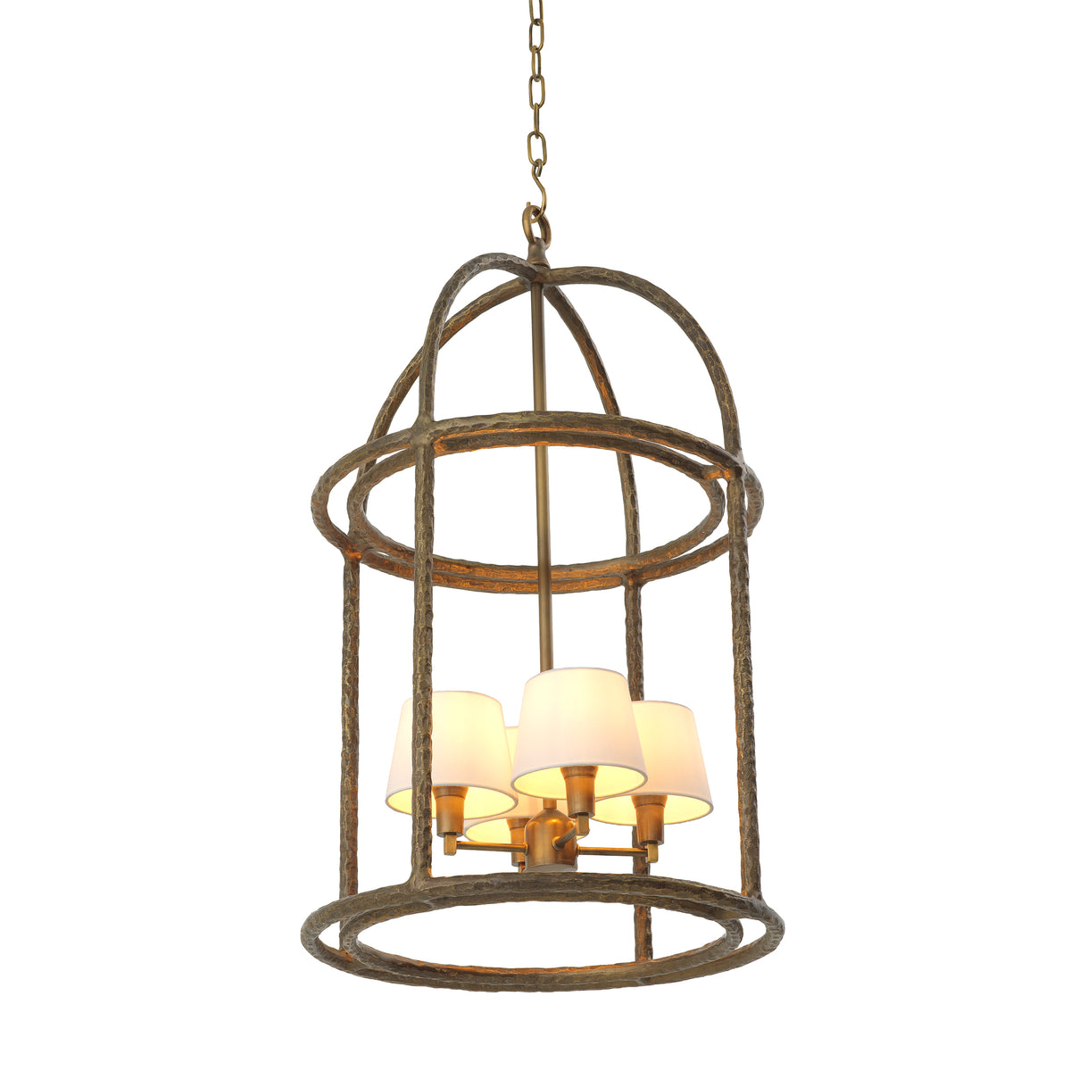 Pendant Montrose vintage brass finish incl white shades by Eichholtz