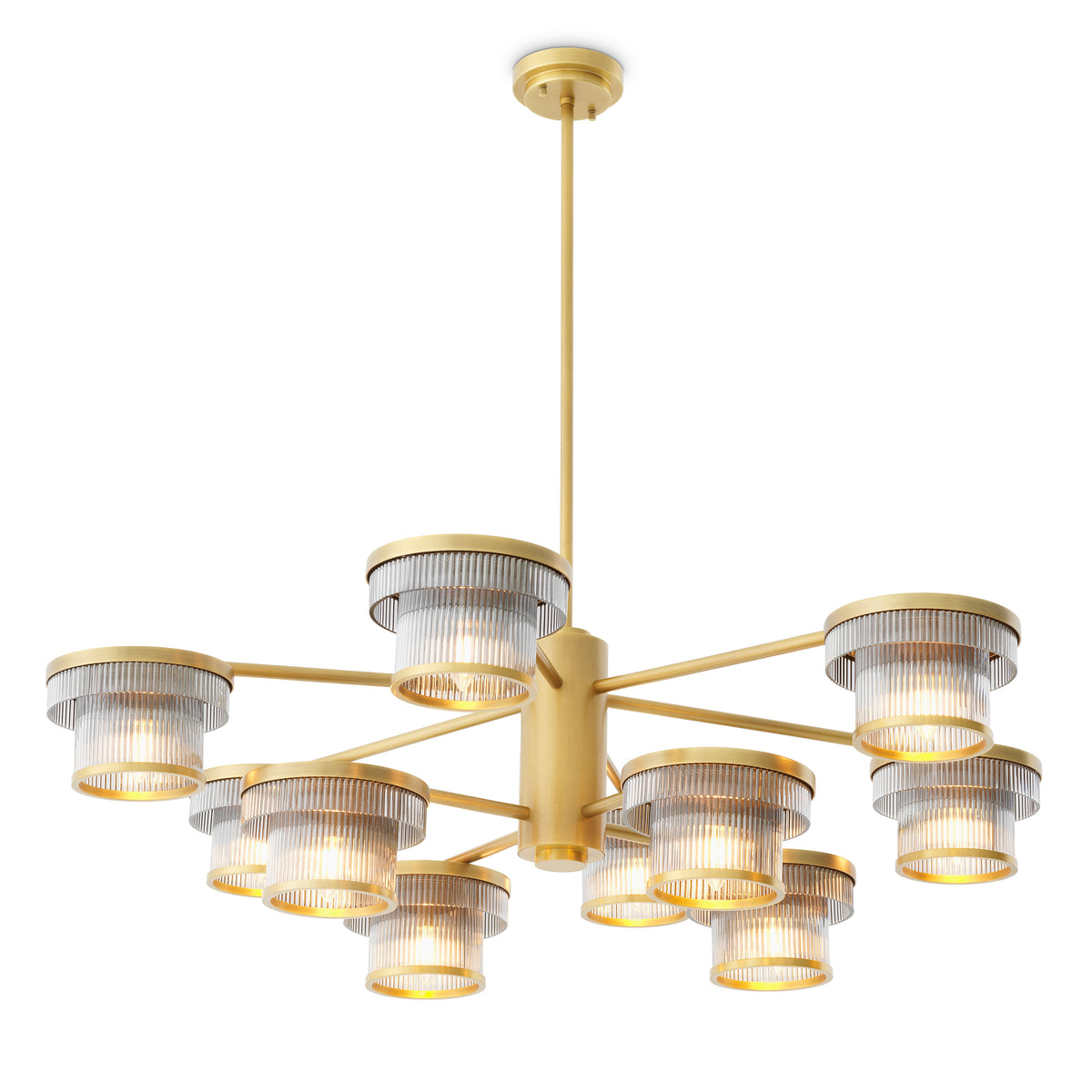 CDJ Chandelier Andromeda antique brass finish smoke glass by Eichholtz
