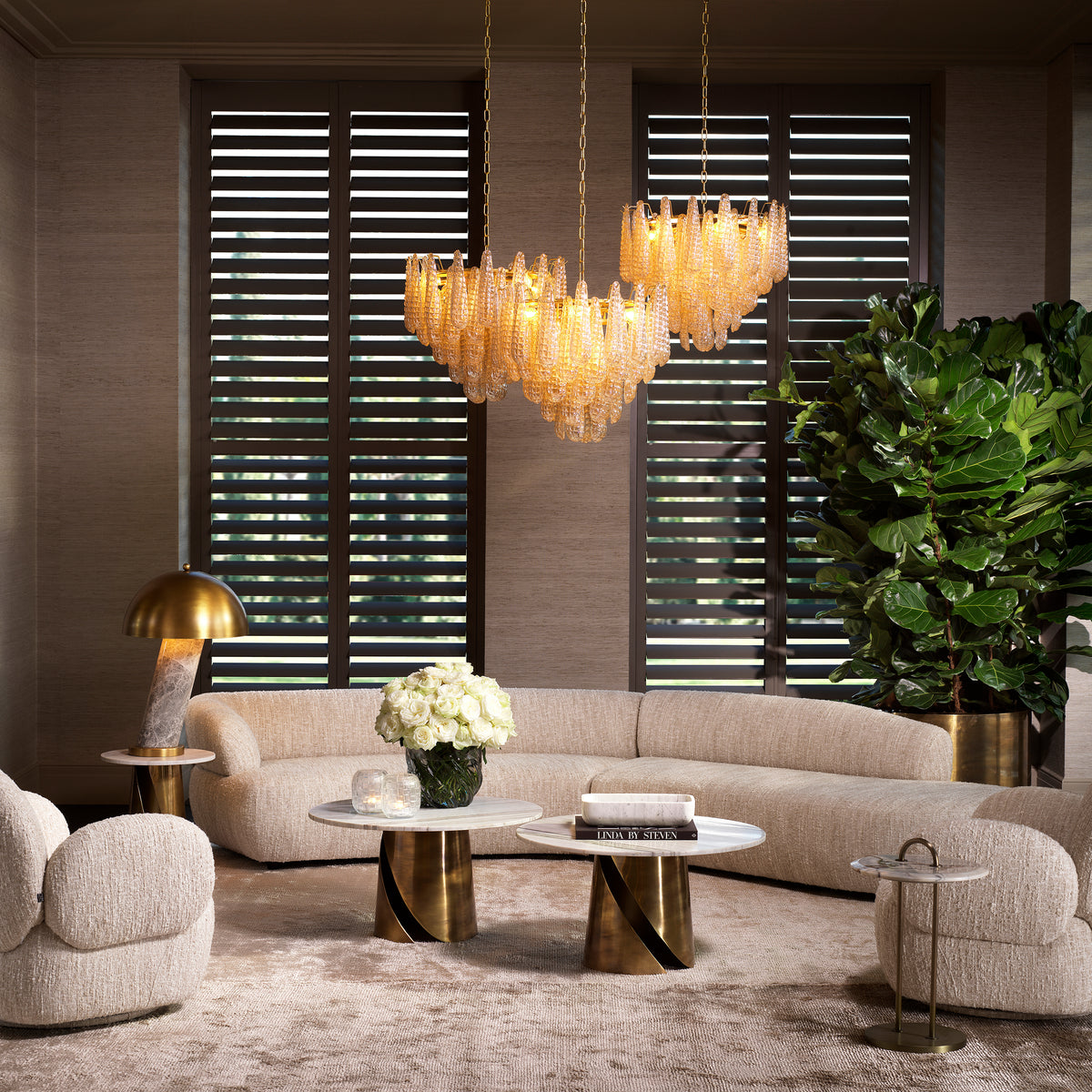 Chandelier Chaves S champagne colored glass by Eichholtz