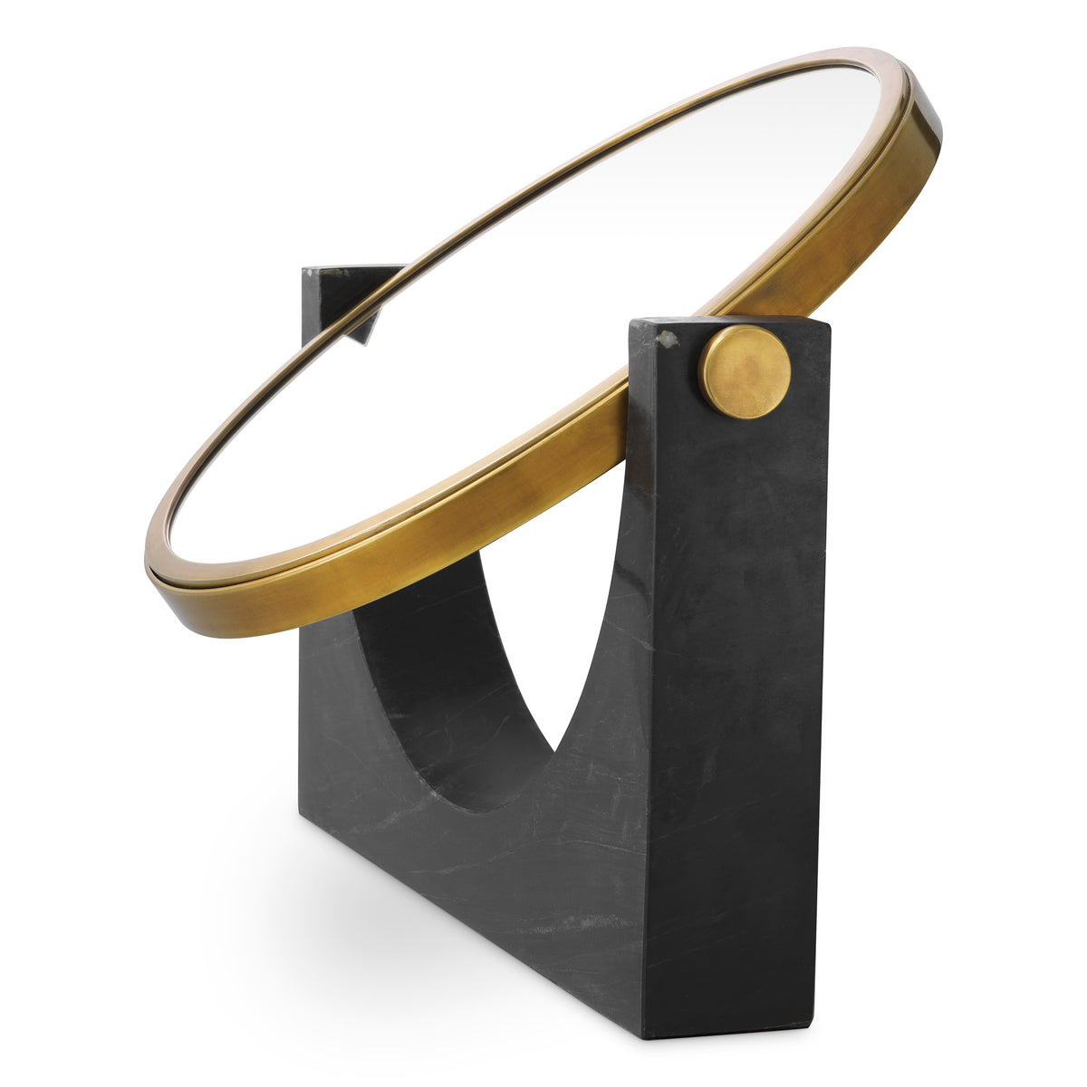 Table Mirror Vivaldi vintage brass finish black marble by Eichholtz