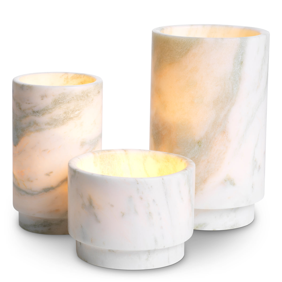Tealight Holder Leonidas green onyx set of 3 by Eichholtz