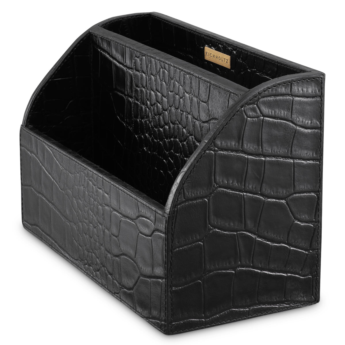 Desk Set Scaleo croco embossed black leather set of 3 by Eichholtz
