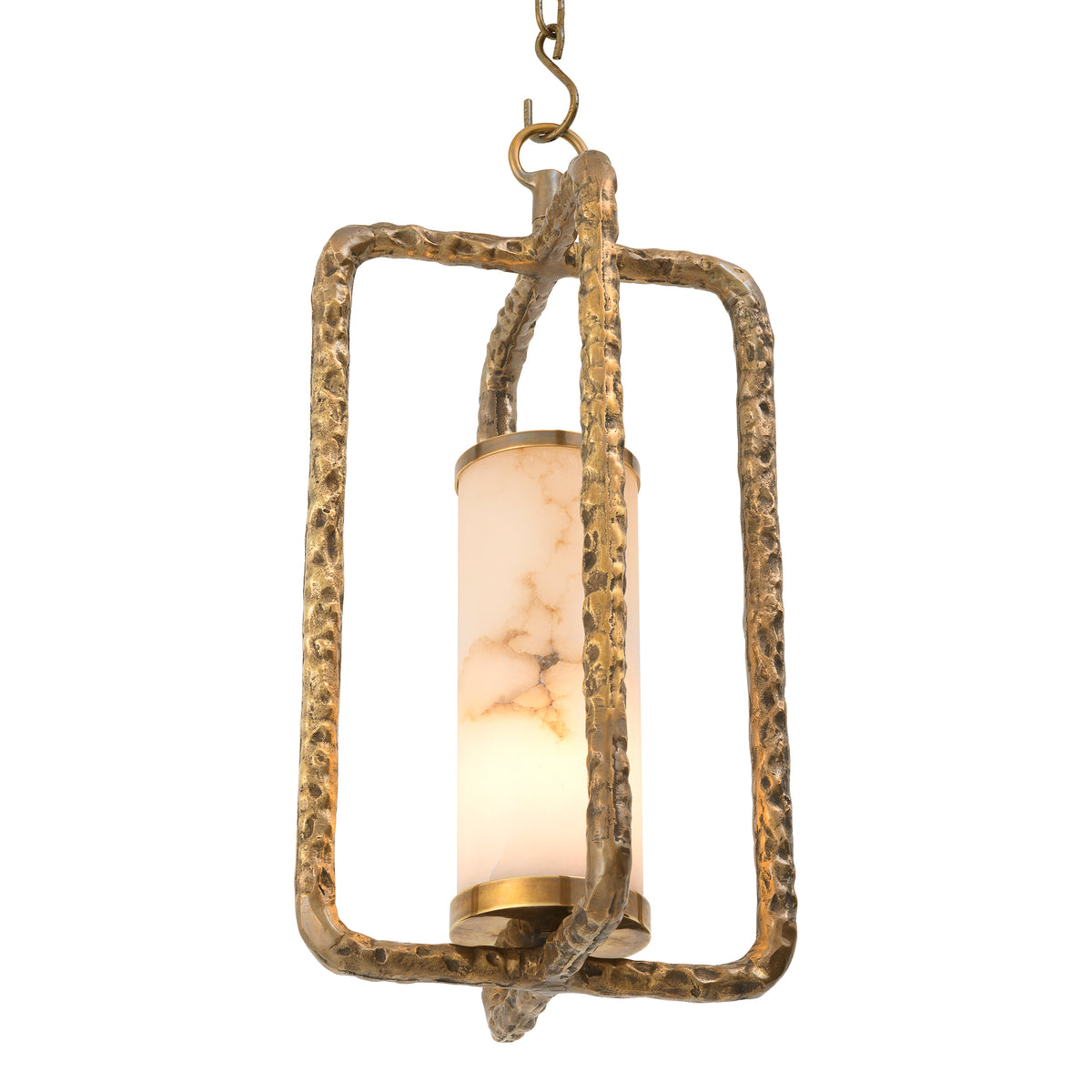 Chandelier San Lorenzo vintage brass finish alabaster by Eichholtz