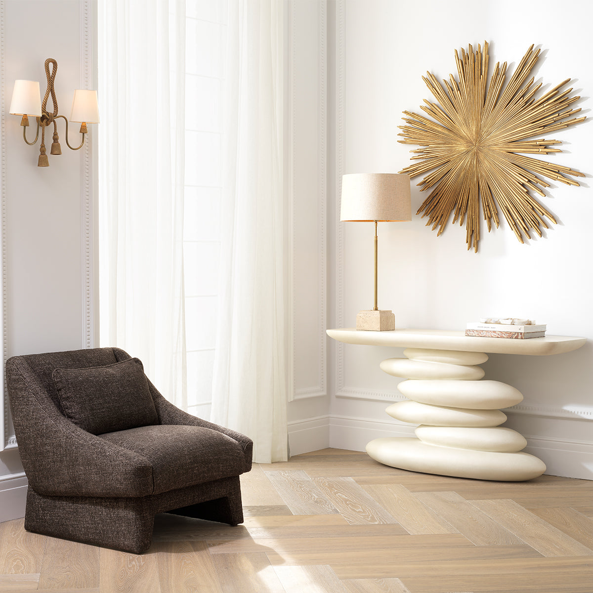 Wall Object Sunburst antique gold finish by Eichholtz