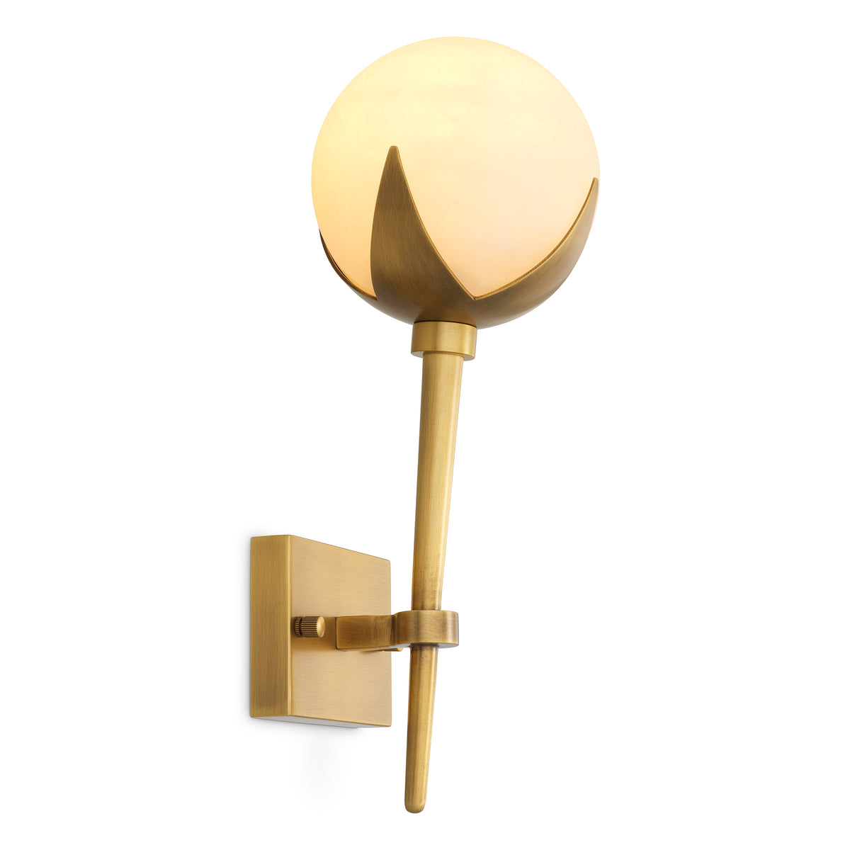 CDJ Wall Lamp Alesa Single antique brass finish alabaster by Eichholtz