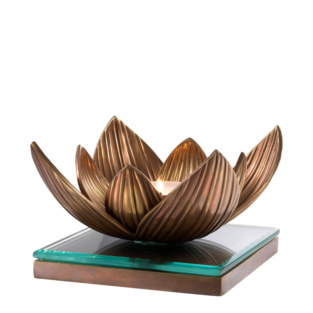 Tealight Holder Lotus vintage brass finish by Eichholtz