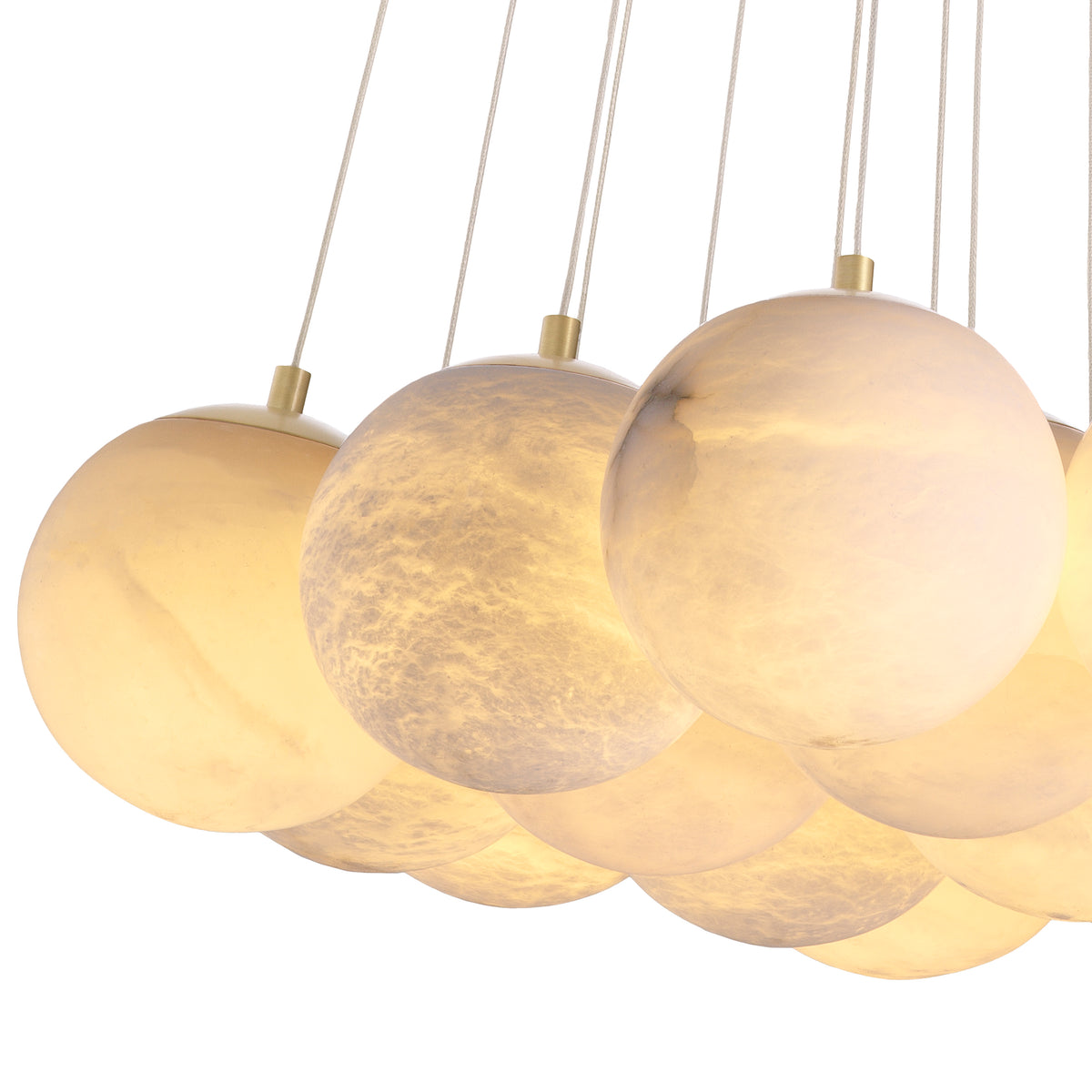 Chandelier Sphinx L antique brass finish alabaster by Eichholtz