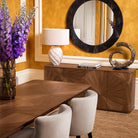 Mirror Cassara straw marquetry charcoal by Eichholtz