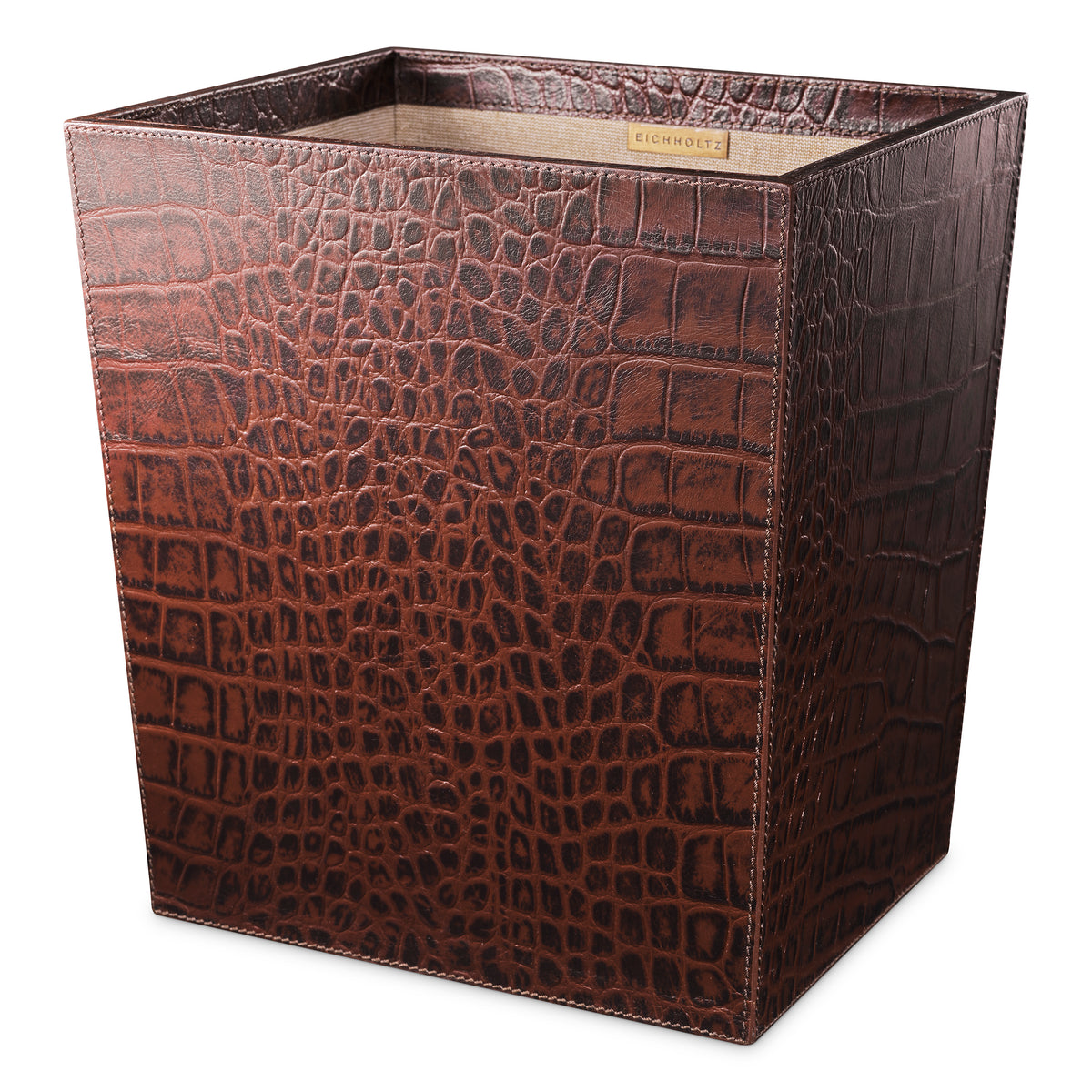 Desk Set Scaleo croco embossed antique brown leather set of 3 by Eichholtz